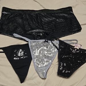 Victoria's Secret Black & Silver Sequin Panty Set